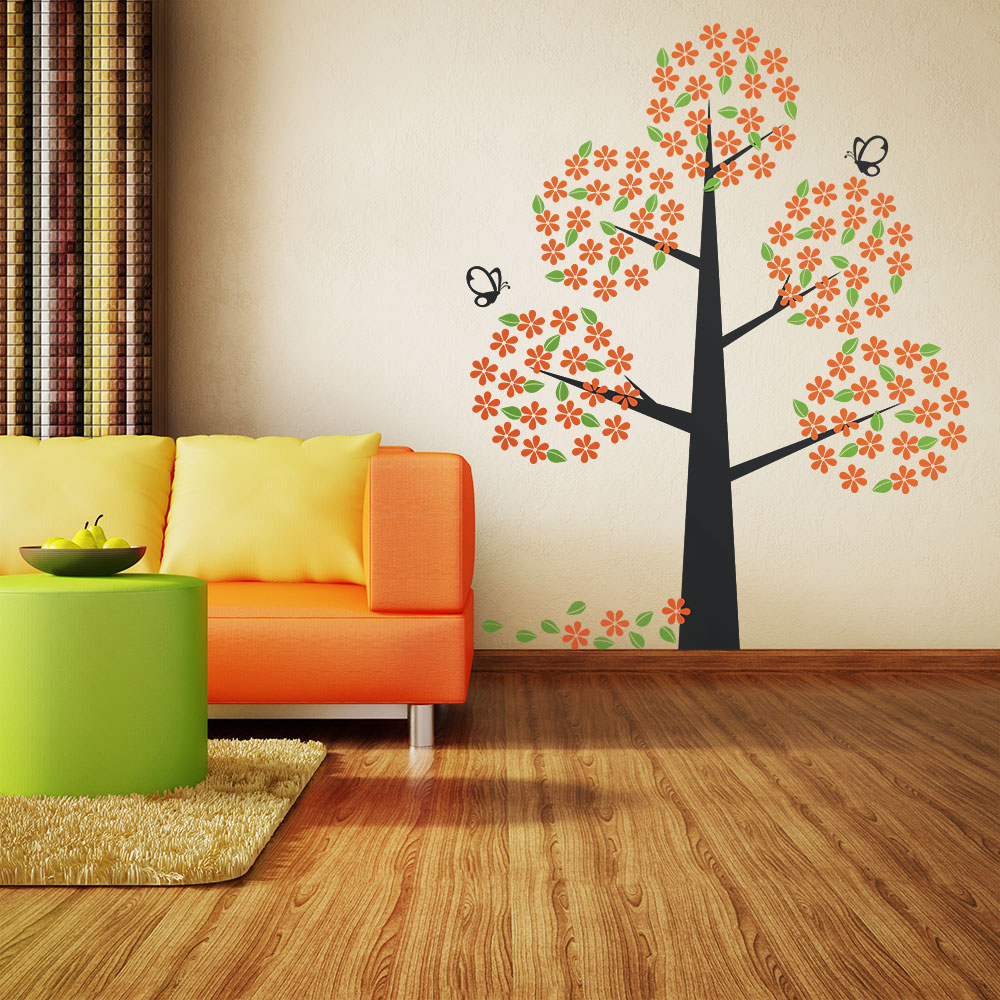 Orange Bloom Tree Wall Decal