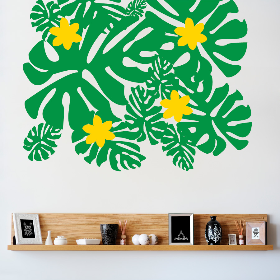 Tropical Leaves and flowers Wall Decal Sticker