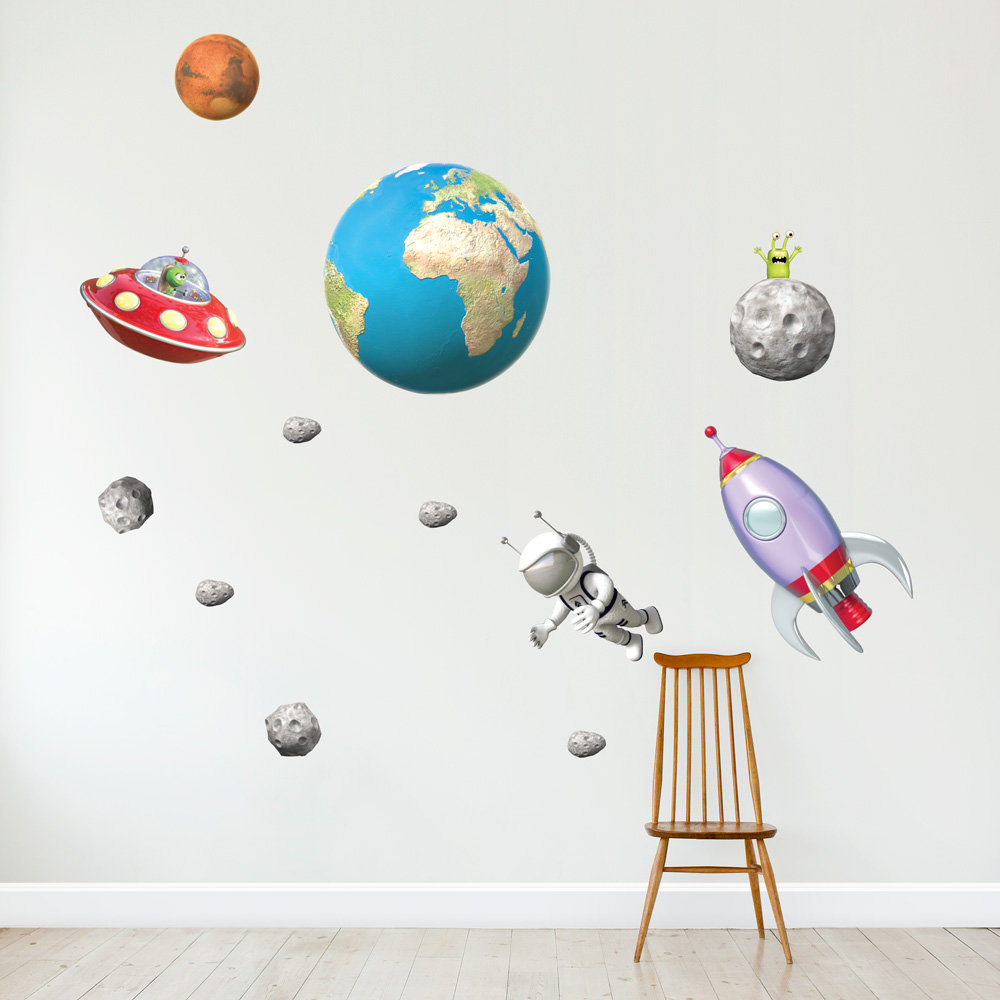 3D Outer Space Set Wall Decal