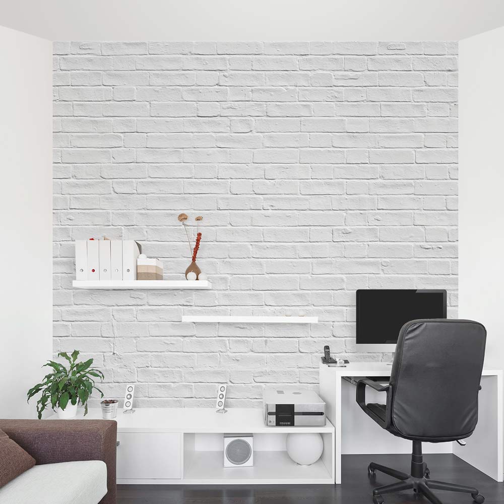 White Brick Wall Mural