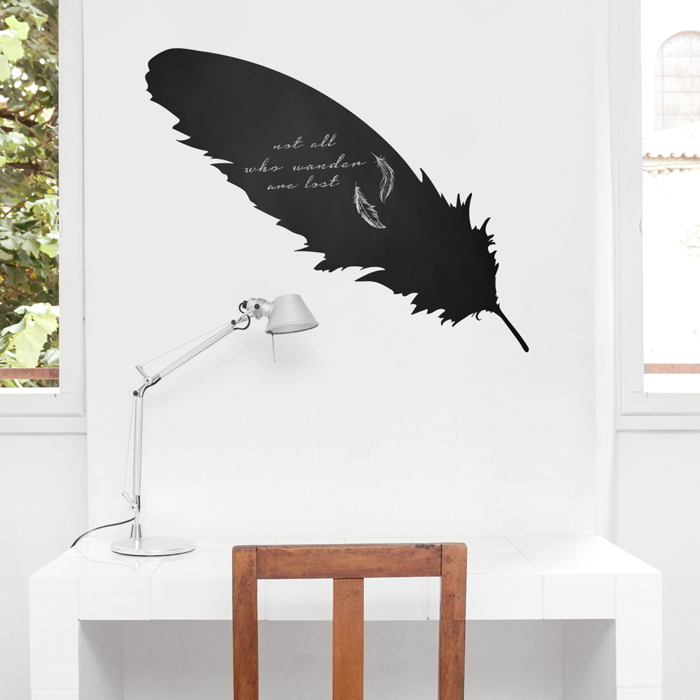 chalkboard feather wall decal