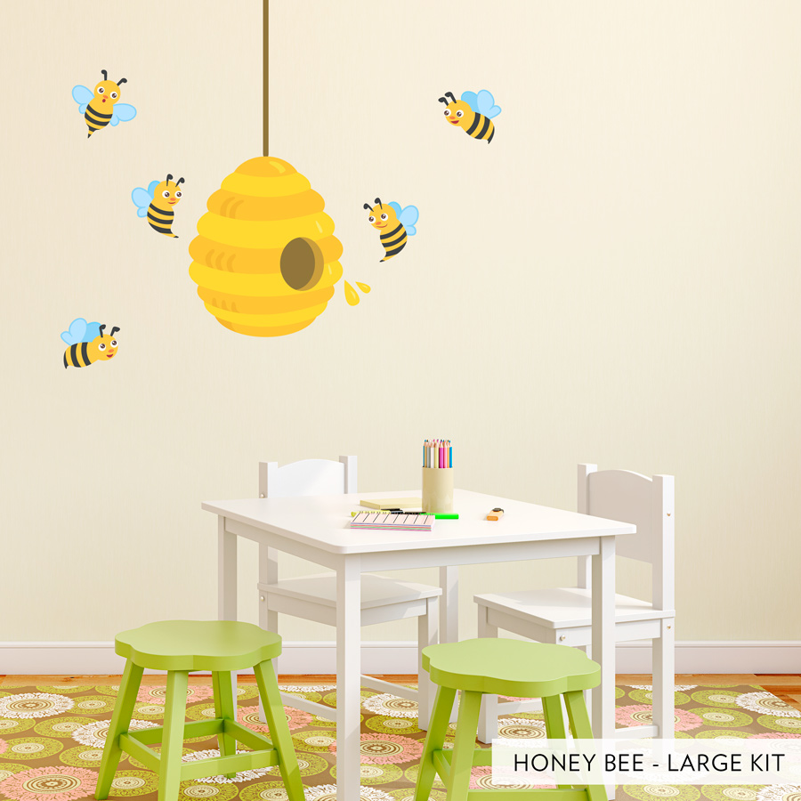 honey bee printed wall decal large