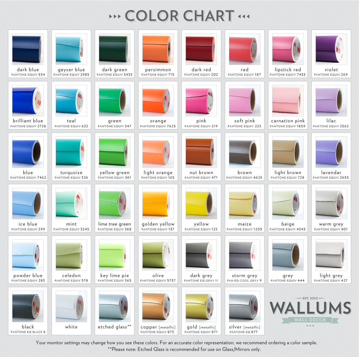 Wallums Wall Decal Color Options