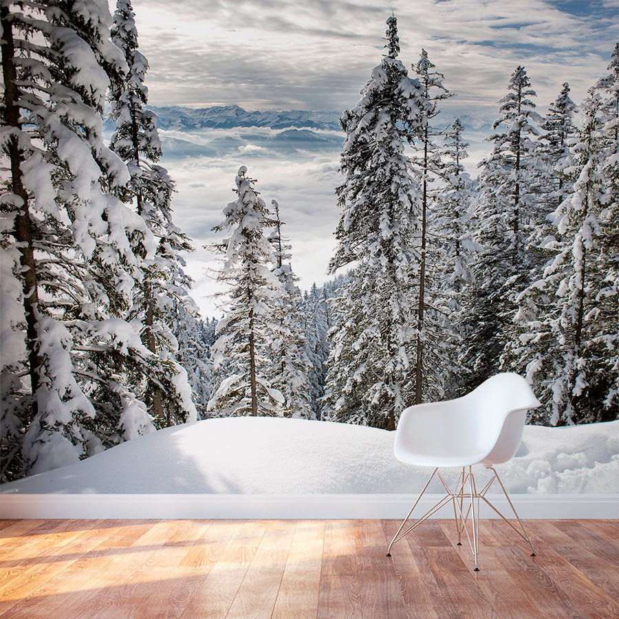 Alps Winter Forest Wallpaper | Removable Winter Forest Mural