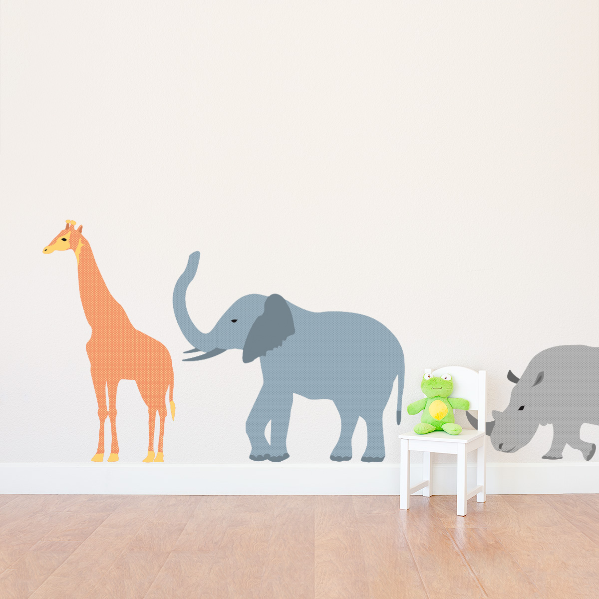 Patterned Safari Animals Printed Wall Decal Set