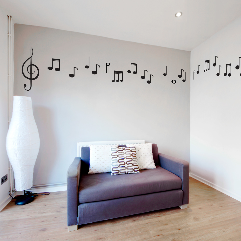 Cool Musical Notes v1 Wall Sticker Decal Transfer Home Music Matt Vinyl UK 
