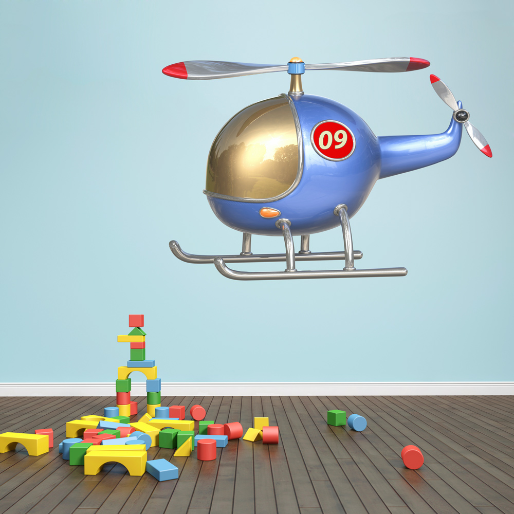 3D Helicopter Printed Wall Decal