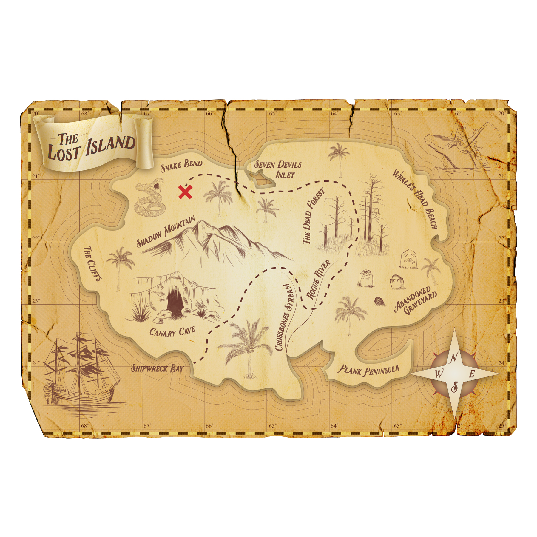 Pirate Map Wall Decal Old Treasure Map Wall Sticker