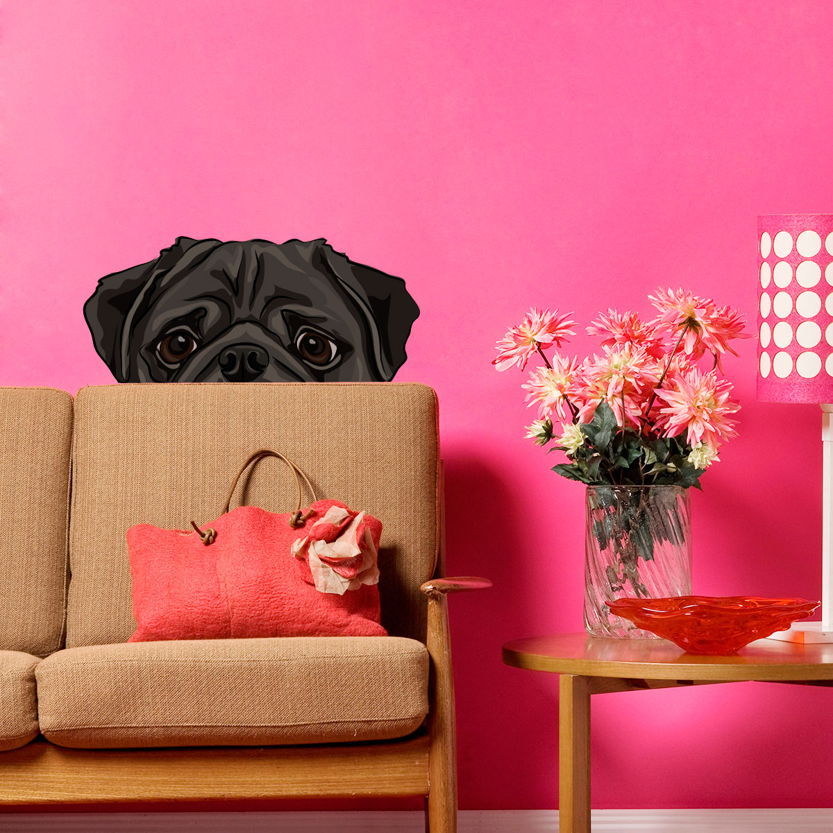 Peekaboo Pug Wall Decal | Cute Wall Stickers | Wallums1200 x 1200