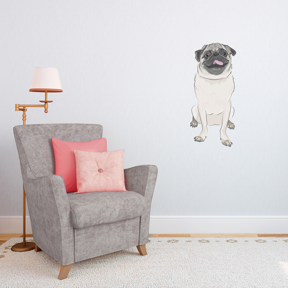 Silly Pug Printed Wall Decal