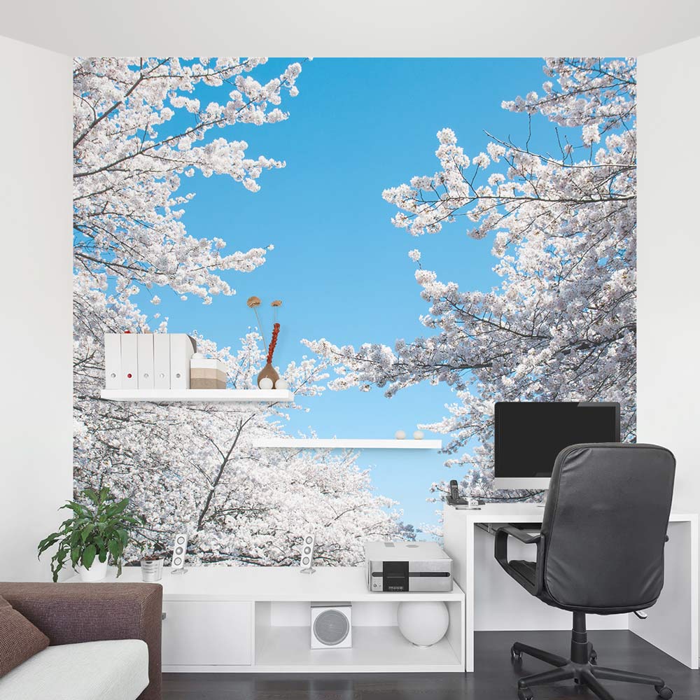 White Cherry Blossom Wall Decal | Cherry Blossom Tree Wall Mural