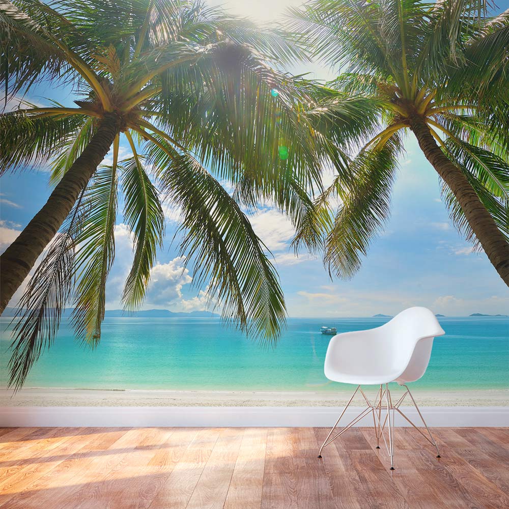 Tropical Beach Wall Mural | Beach Scene Wall Decal | Wallums