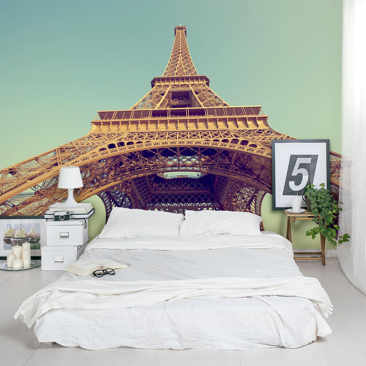 Retro Eiffel Tower Wall Mural1200 x 1200