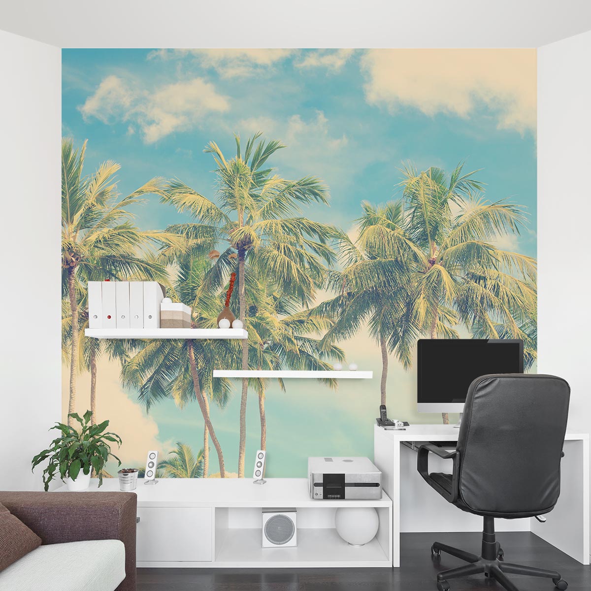 Vintage Palm Tree Wall Mural | Vintage Palm Wall Decal