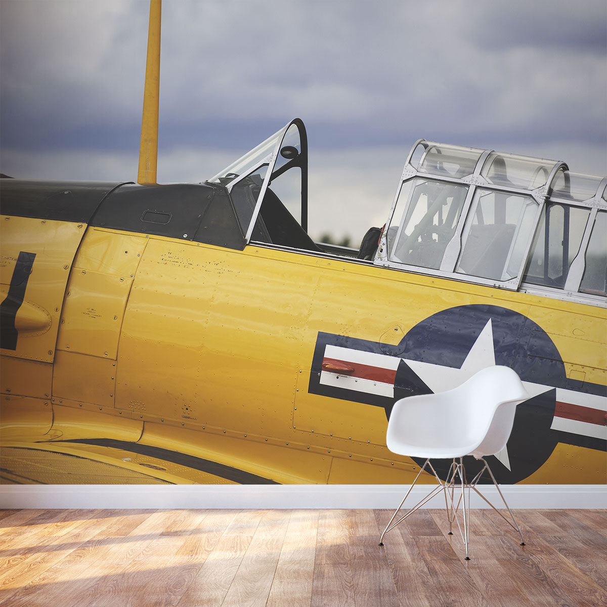 Vintage Yellow Plane Wall Mural1200 x 1200