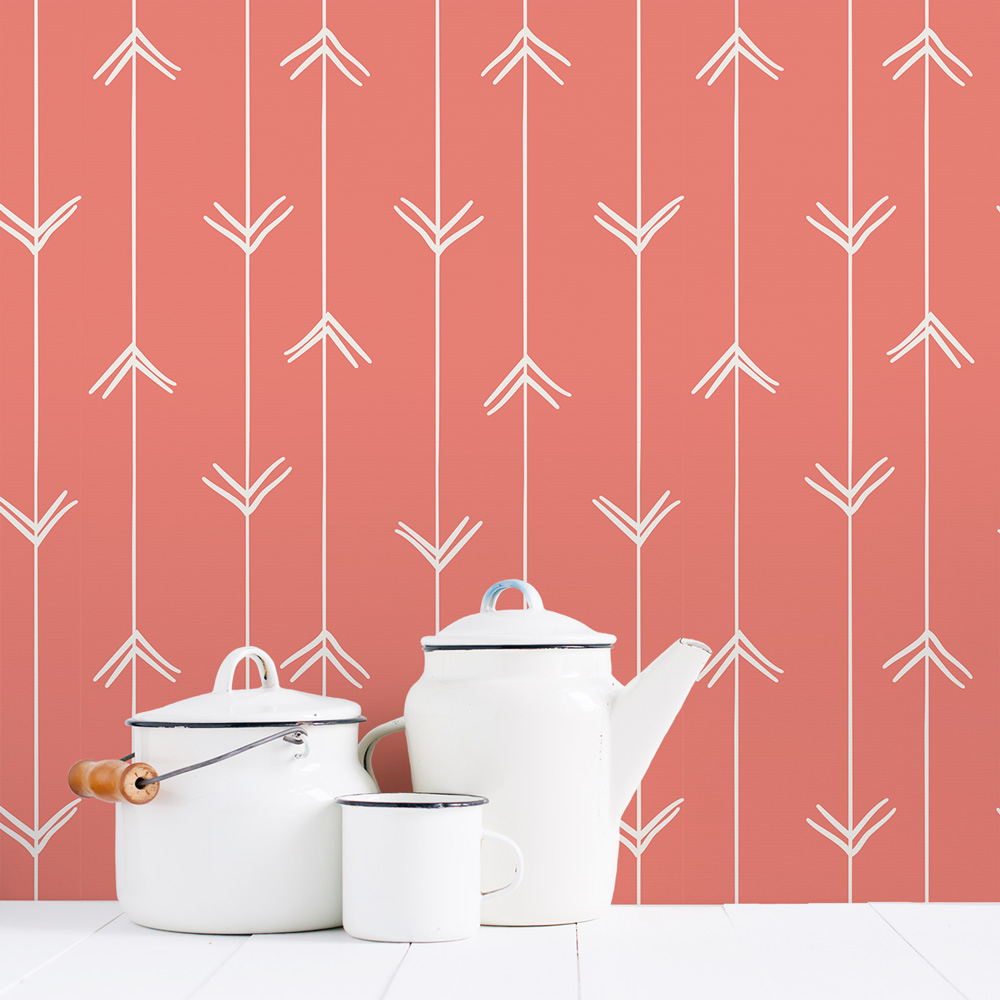 handdrawn arrow salmon wallpaper tile