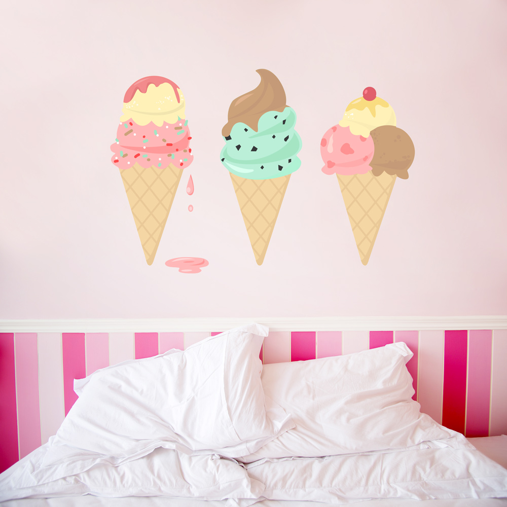Kids Room Decals Removable Wall Sticker Nursery Decals Ice Cream Stickers Nursery wall decor 2 colors Ice Cream Cone Wall Decals