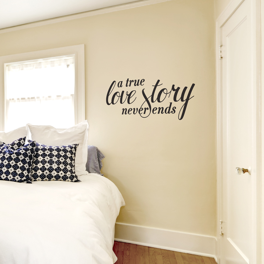 True Love Story Wall Quote Decal, image size:900x900