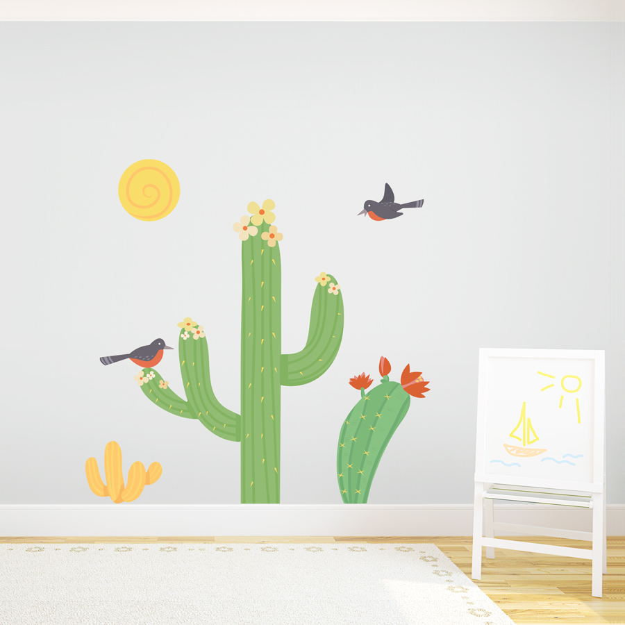 Cacti Birds Wall Decal