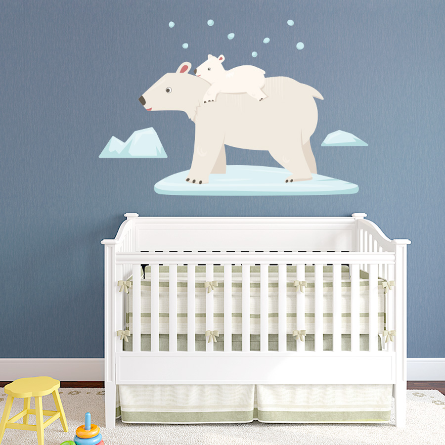 Polar Bear Cub Sitting Wall Decal -  – Wallmonkeys