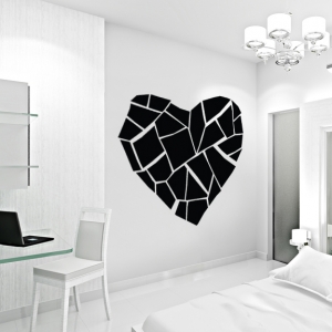 Solid stained glass heart wall decal