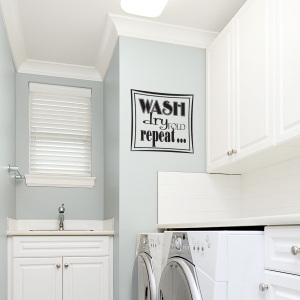 Wash Dry Fold Repeat Laundry Wall Decal