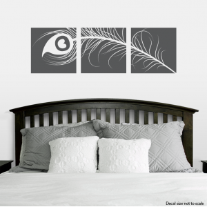 Peacock Feather Triptych Wall Decal