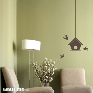 Bird house with Swallows Wall Decal
