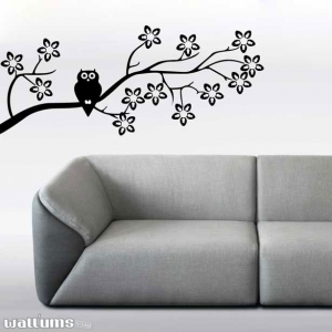 Cute owl on a branch wall decal