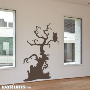 Spooky owl tree wall decal