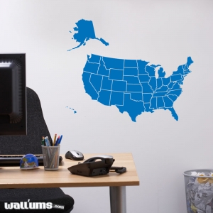 Solid map of the united states wall decal