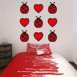 Ladybugs and Hearts Wall Decal