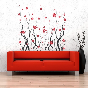 Red Blossom Flowers Wall Decal