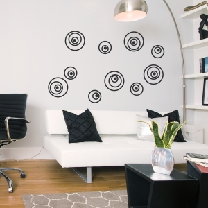 Black Crazy Circles Wall Decal