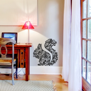 floral squirrel wall decal