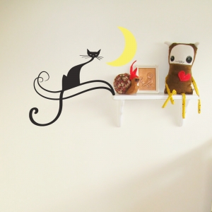 Midnight cat wall decal