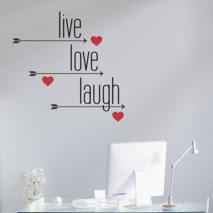 Live Love Laugh - Arrows and Hearts Wall Decal