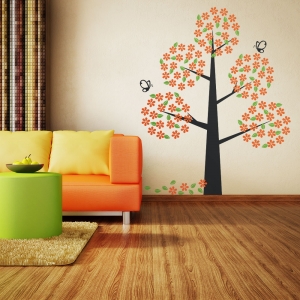 Orange Bloom Tree Wall Decal