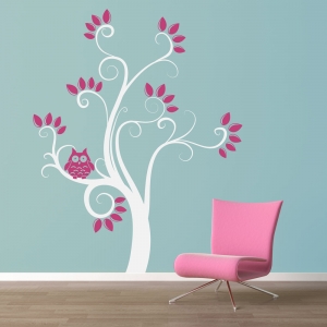 Swirly Owl Tree Wall Decal