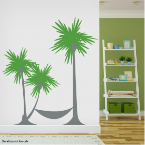 Palm tree hammock wall decal