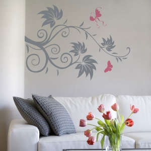 Swirl Tree and Butterflies Wall Decal