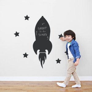 Flying Rocket Chalkboard Wall Decal