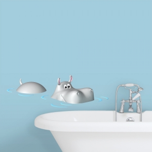 3D Swimming Hippo Wall Decal
