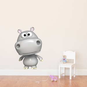 3D Hippo Printed Wall Decal