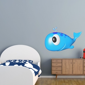 3D Baby Whale Printed Wall Decal