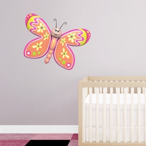 3D Floral Butterfly Printed Wall Decal