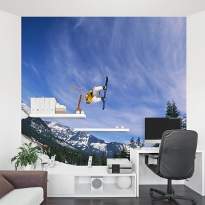 Sky High Snowboarder Office Wall Mural