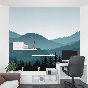 Illustrated Mountain Range Wall Mural