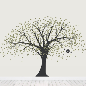 Ginormous Tree with Birdhouse Wall Decal