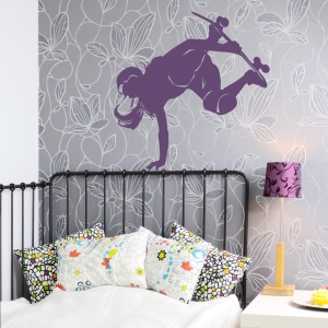 Female Skateboarder Wall Art Decal